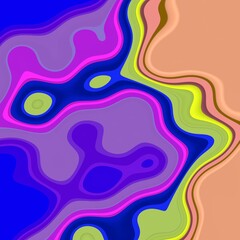 Blue pink yellow fluid abstract background with circles