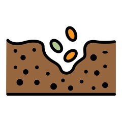 Seeds in the ground icon. Outline seeds in the ground vector icon color flat isolated