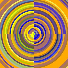 Blue yellow circular abstract background with spiral