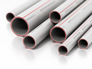 Fototapeta premium Fiber pipes in various sizes isolated on white background. 3D illustration
