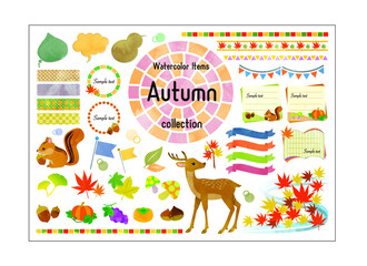 秋の水彩フレームセット
