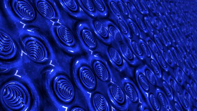 Abstract digital futuristic 10 to 0 countdown grid pattern tile matrix style on blue tunnel background. 4K 3D rendering countdown numbers, matrix grid, modern cyber hi-tech for holidays celebration, h