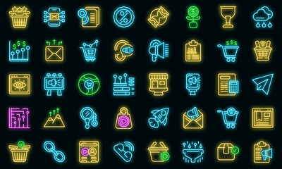 Marketing filled icon. Outline marketing filled vector icon neon color on black