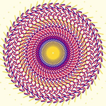 Colourful mandal with yellow chakra in the middle