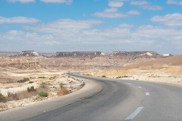 Highway through the Negev Desert in Southern Israel
