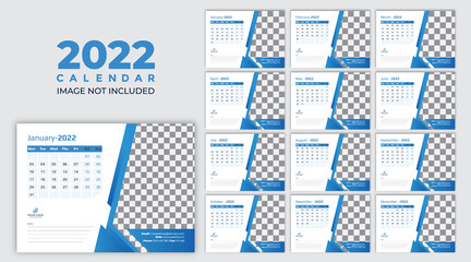 Calendar 2022 template planner vector diary in a minimalist style, 2022 calendar with simple design. vector of calender 2022.corporate desk calendar ready to print. week start on monday. sunday as wee