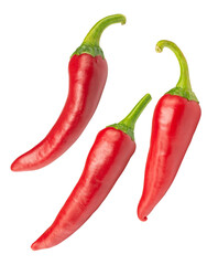 set of cayenne peppers isolated on white