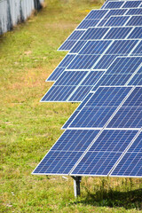 Solar Power Panels in a Solar Farm for Clean Green Alternative Energy Production to Battle Climate Change Global Warming