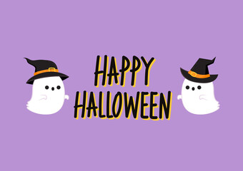 Halloween wallpaper. Cute ghost cartoon vector.