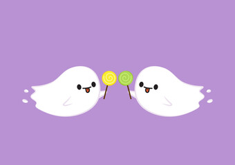 Cute ghost cartoon vector. Ghost character design.