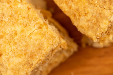 Layer cake with buttercream, close-up, selective focus.
