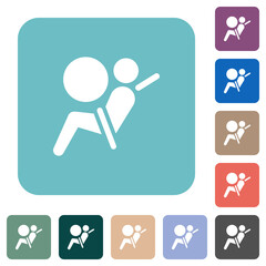 Air bag dashboard indicator rounded square flat icons