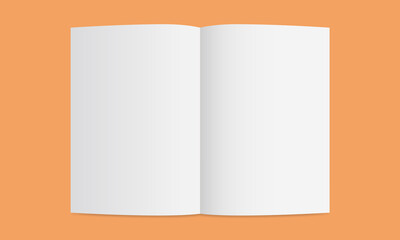 Top view white paper opened. Paper illustration mockup design