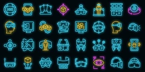 Vr platform icon. Outline vr platform vector icon neon color on black