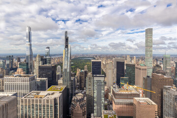 New York City Manhattan midtown high rise condominium buildings looking north in September 2021