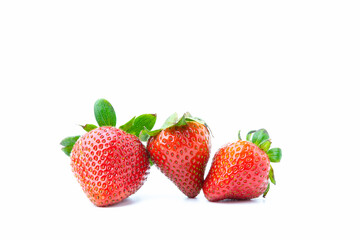 Fresh red ripe strawberries isolated on white background with copy space. Fruit  have high vitamins.