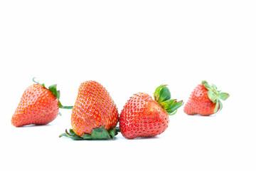 Fresh red ripe strawberries isolated on white background with copy space. Fruit  have high vitamins.