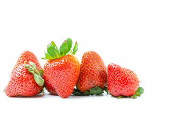 Fresh red ripe strawberries isolated on white background with copy space. Fruit  have high vitamins.