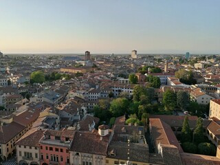 Fototapeta na wymiar Aerial view of the old town of Padua at sunset 
