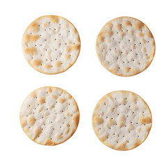 Round crackers isolated on a white background.