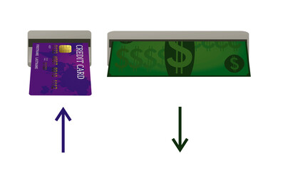 Credit card in cash out. vector