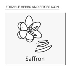 Saffron line icon. Aromatic pungent dried stigmas. Flavor foods. Herbs and spices concept. Isolated vector illustration. Editable stroke