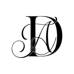 da, ad, monogram logo. Calligraphic signature icon. Wedding Logo Monogram. modern monogram symbol. Couples logo for wedding