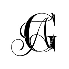 ga, ag, monogram logo. Calligraphic signature icon. Wedding Logo Monogram. modern monogram symbol. Couples logo for wedding