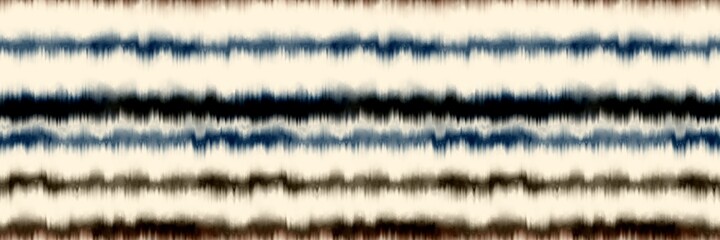 Seamless funky striped tie-dye motif print border for surface design and print. High-quality illustration. 70s Hippie abstract psychedelic stripe colors. Vibrant creativity hipster textile repeat.