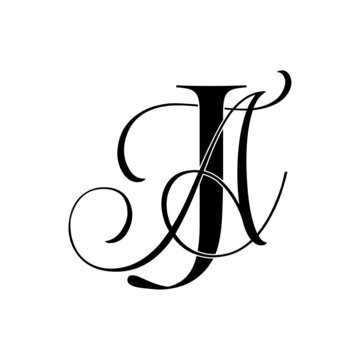 ja, aj, monogram logo. Calligraphic signature icon. Wedding Logo Monogram. modern monogram symbol. Couples logo for wedding