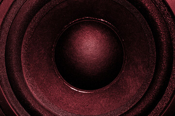 Fototapeta na wymiar Closeup of black Subwoofer speaker