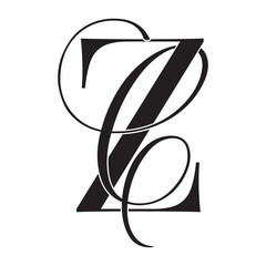 zc, cz, monogram logo. Calligraphic signature icon. Wedding Logo Monogram. modern monogram symbol. Couples logo for wedding - obrazy, fototapety, plakaty