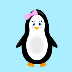 Penguin girl with a pink bow