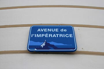 street sign in biarritz at pays basque (france) 