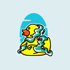 Yellow rubber duck with water, Vector illustration eps.10