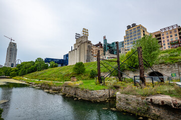 Mill Ruins Park and the Stone Arch Bridge in Minneapolis