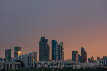 Obraz premium Bird's-eye view of the central part of the capital of Kazakhstan - the city of Astana