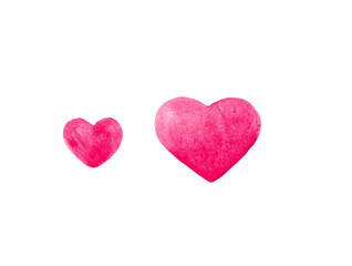 Two Pink Love Hearts Isolated on White Background.