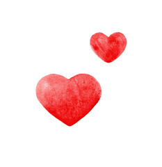Two Red Love Hearts Isolated on White Background.