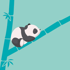 Cute baby panda cartoon sleeping on the bamboo tree vector illustration © Cup~Cup~Pop