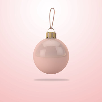 3d pink christmas ball. 3d luxury decoration