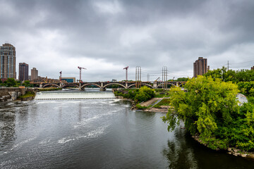 Fototapeta premium Views of Minneapolis from Stone Arch Bridge