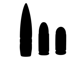 Large and small combat bullets. Vector image.