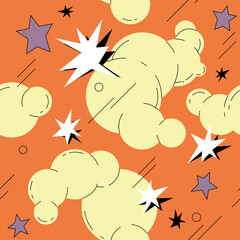 Stars And Bubbles Seamless Pattern