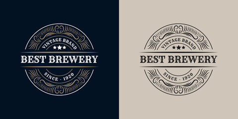 Whiskey Bourbon Vintage luxury antique logo border frame western engraving labels for beer wine whiskey alcohol product box packaging label vector printable design template