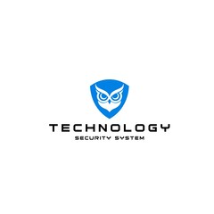 owl shield technology security system logo design vector template