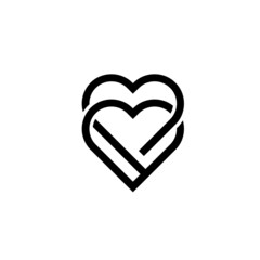 Double Heart Charity Logo . Romantic and Caring Symbol for Love, Health, and Social Connection Branding