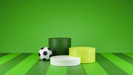 3D Rendering Soccer product display stage for presentation