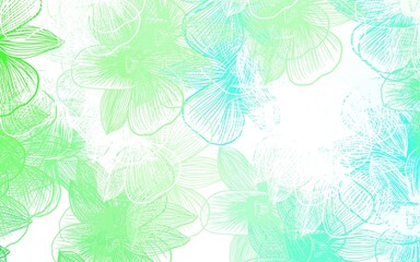 Light Green vector abstract background with flowers.