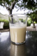 Glass of coffee with milk